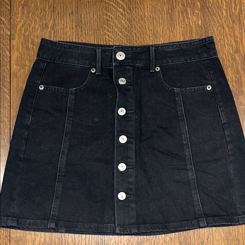 American Eagle Outfitters Black Button-Front Mini Skirt